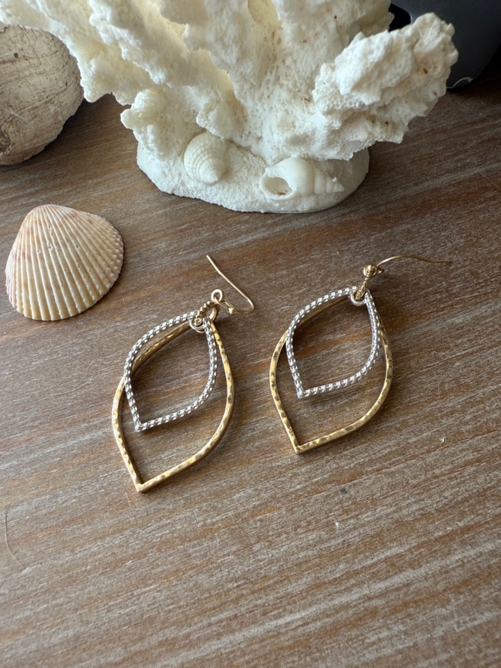Gold and Crystal Double Teardrop Drop Earrings - Women Jewelry - Picture 4 of 8